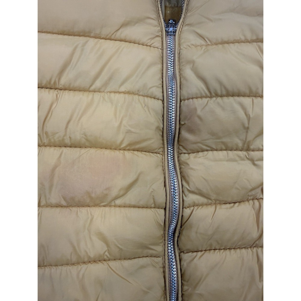 Sunset Lane Womens Small Hooded Puffer Jacket Tan Quilted Stained Coat S - Picture 8 of 8